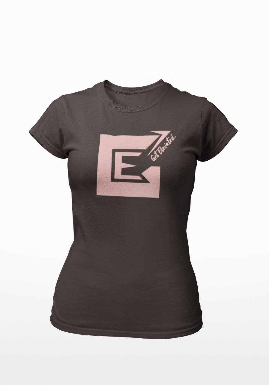 Black and Pink Logo Women's Fitted Tri-Blend T-shirt